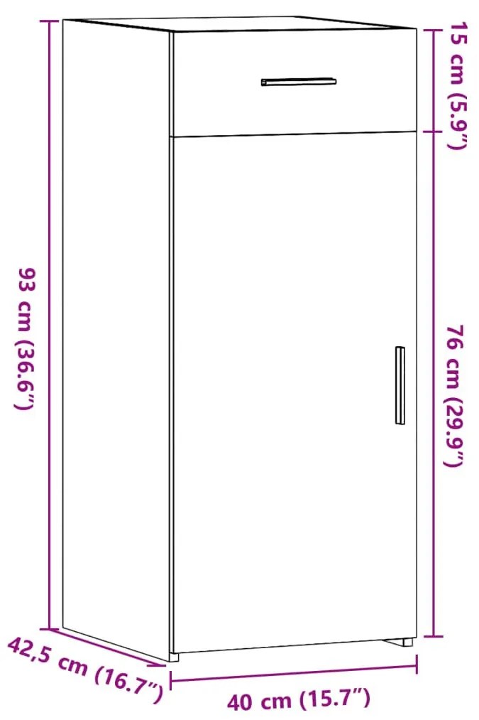 Ντουλάπι Καφέ Δρυς 40x42,5x93 εκ. Επεξεργασμένο Ξύλο - Καφέ