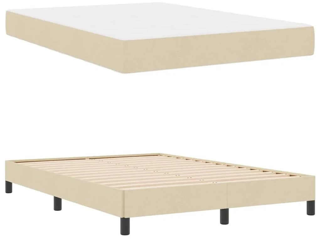 vidaXL Κρεβάτι με ελατήρια Άλλο Κρεμ 140 x 200 cm ύφασμα