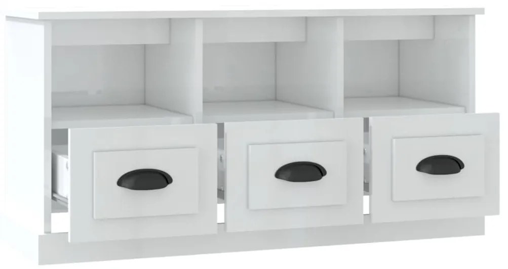 vidaXL Έπιπλο Τηλεόρασης Γυαλ. Λευκό 100x35x50 εκ. Επεξεργασμένο Ξύλο
