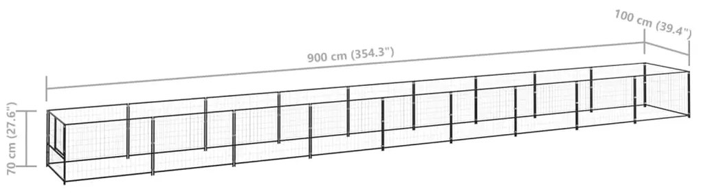 vidaXL Σπιτάκι Σκύλου Μαύρο 9 μ² Ατσάλινο