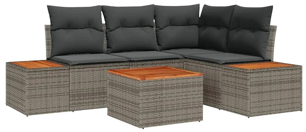 vidaXL Σετ Καναπέ Κήπου με μαξιλάρι 5 pcs Γκρι συνθετικό ρατάν