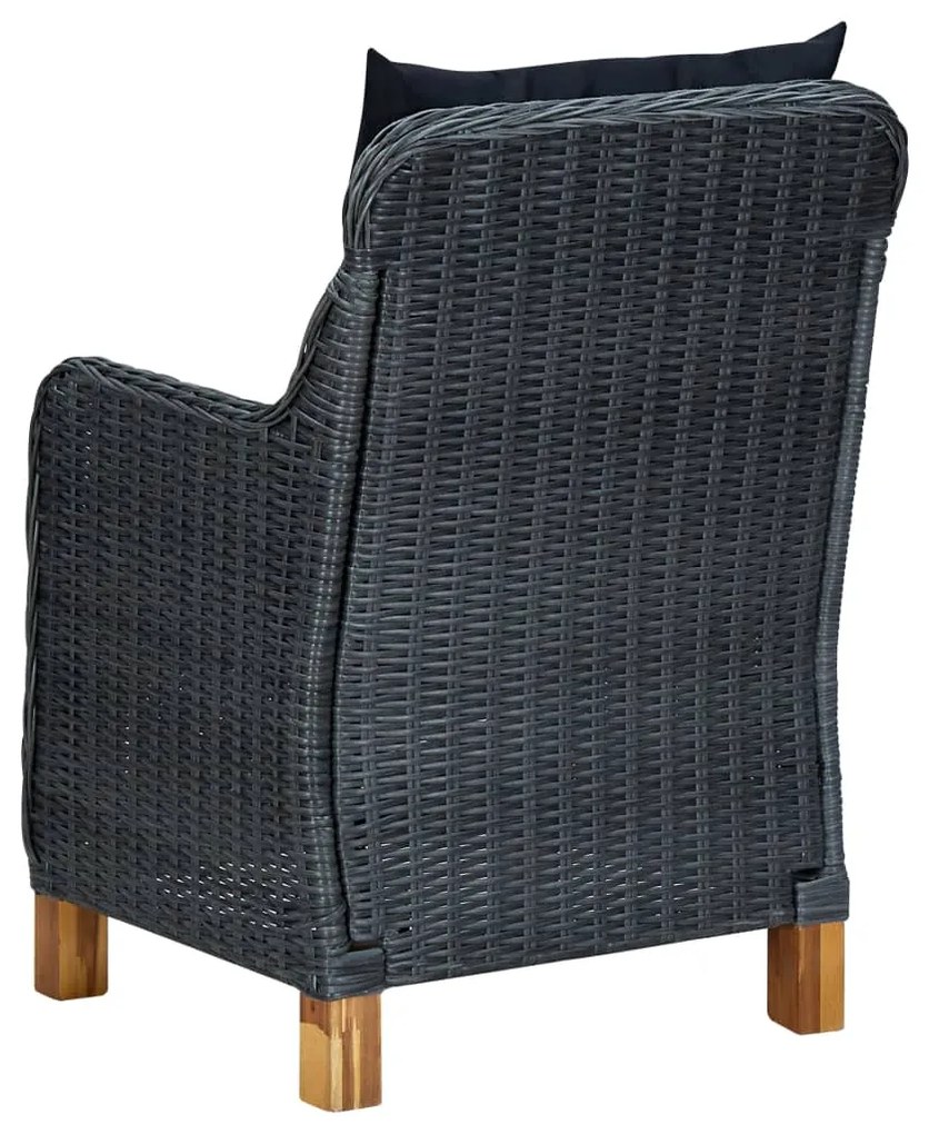 vidaXL Τραπεζαρία Εξ. Χώρου 7 τεμ Σκούρο Γκρι Συνθ. Ρατάν με Μαξιλάρια