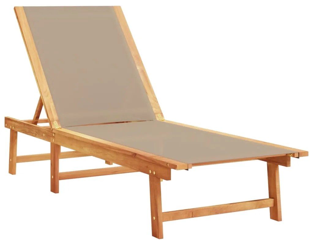 vidaXL Ξαπλώστρες 2 Τεμ. Taupe από Μασίφ Ξύλο Ακακίας και Textilene