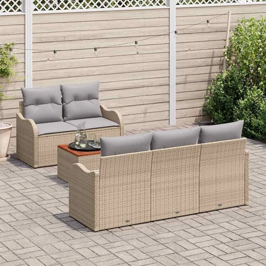 vidaXL Σετ Καναπέ Κήπου 6 pcs Μπεζ, Ανοιχτό Γκρι 55 x 55 x 37 εκ