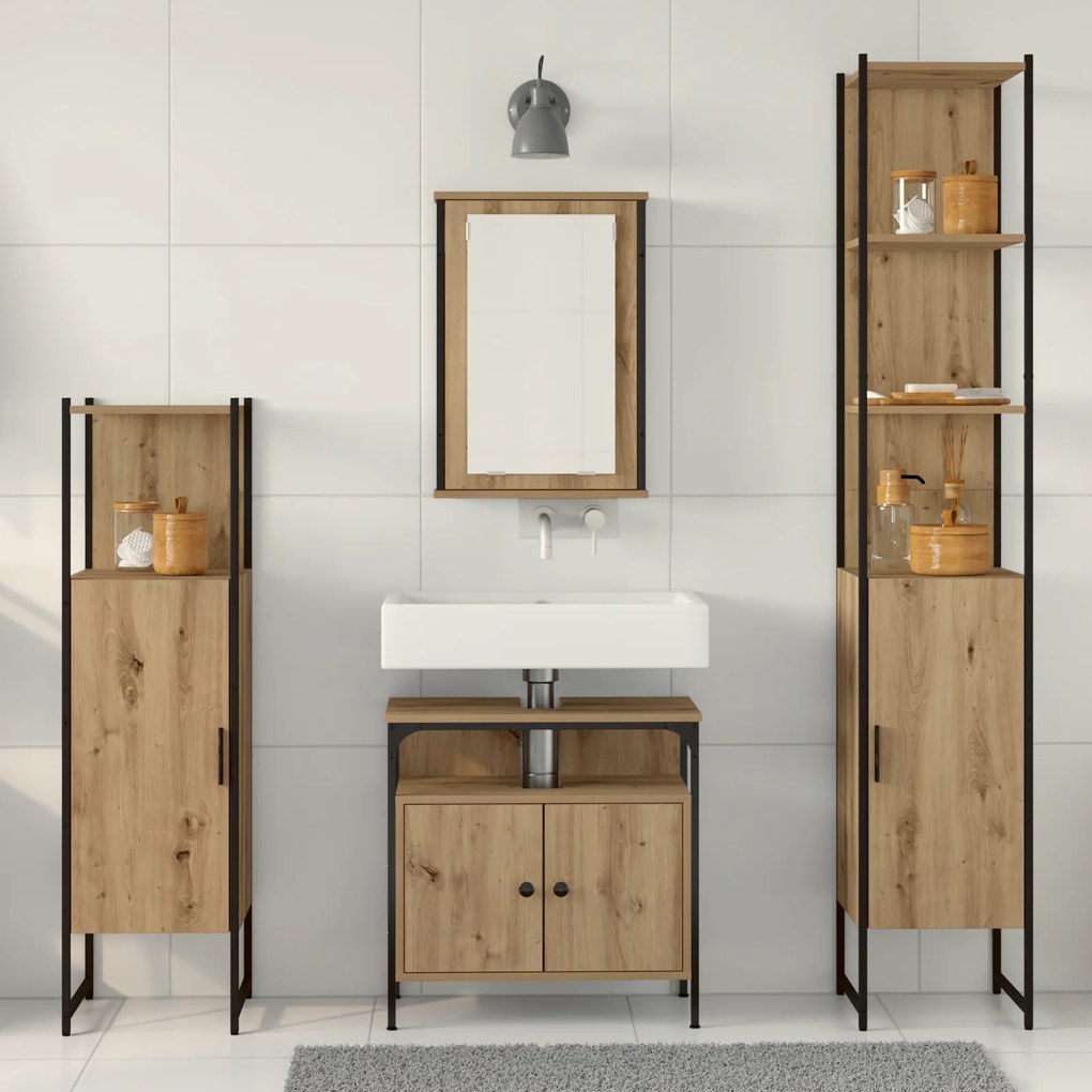 vidaXL Σετ επίπλων μπάνιου 4 τεμαχίων  σε Artisan Oak