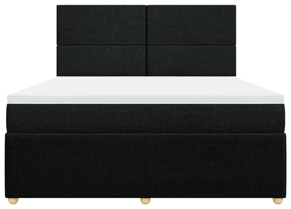 vidaXL Κρεβάτι Boxspring με Στρώμα Μαύρο 180x200 εκ. Υφασμάτινο