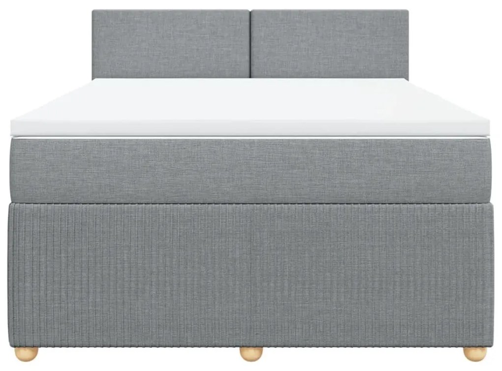 Κρεβάτι Boxspring με Στρώμα Ανοιχτό Γκρι 140x200 εκ. Υφασμάτινο - Γκρι