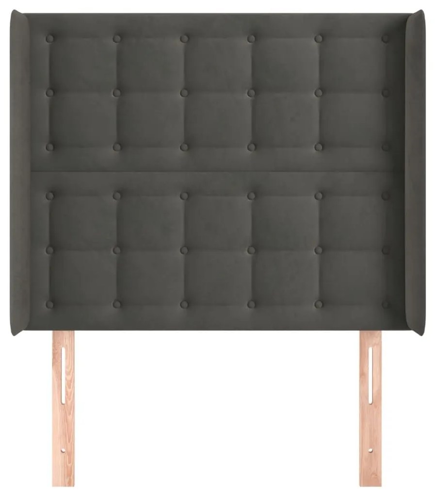 Κεφαλάρι με Πτερύγια Σκούρο Γκρι 93x16x118/128εκ.Βελούδινο - Γκρι