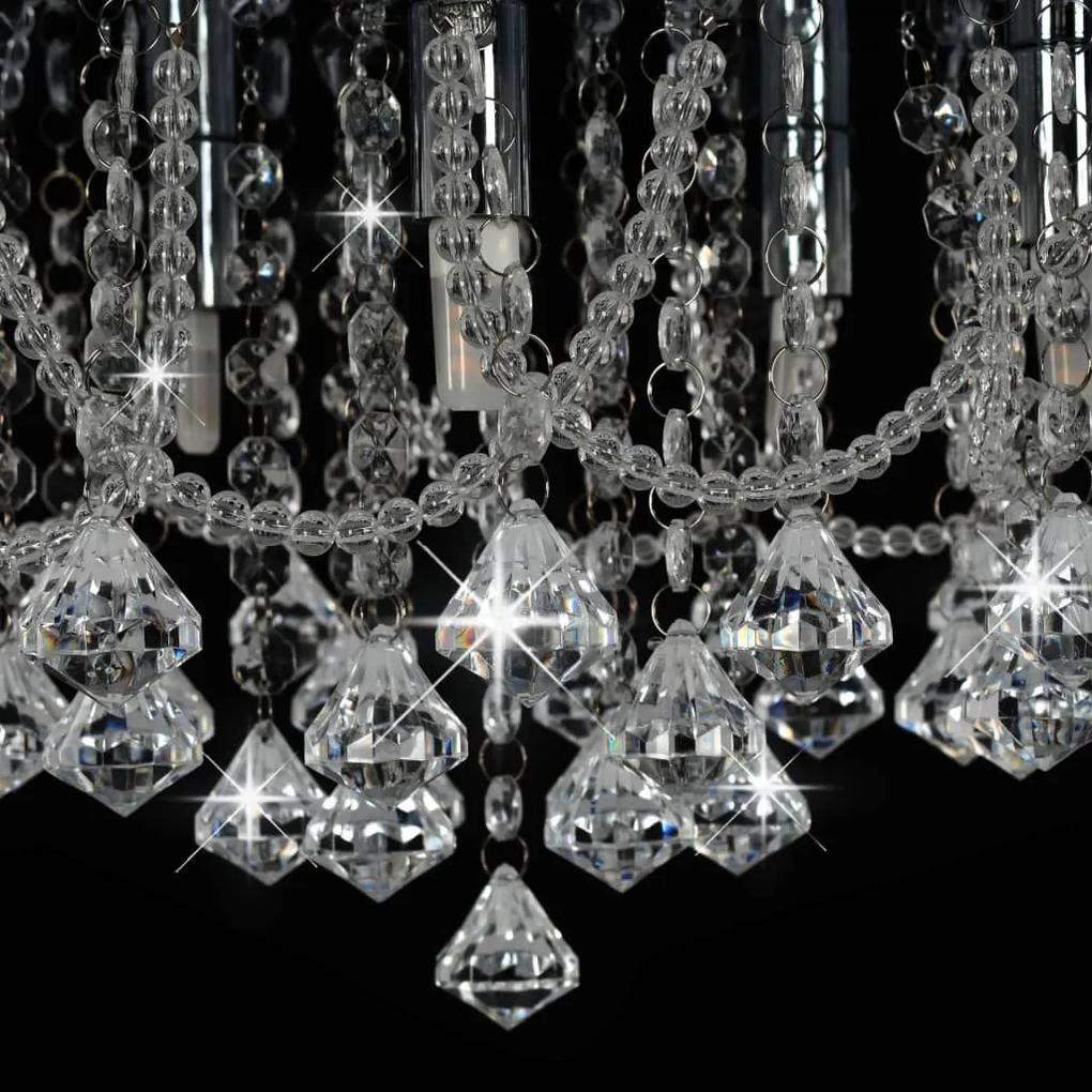 Φωτιστικό Οροφής Στρογγυλό Ασημί με Κρυσταλλινές Χάντρες 4 x G9 - Ασήμι