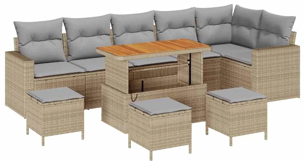 vidaXL Σετ Καναπέ Κήπου 10 pcs Μπεζ συνθετικό ρατάν