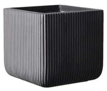 Supergreens Γλάστρα Πήλινη Τετράγωνη ''Stripe'' Γκρι M 31x31x28 εκ.