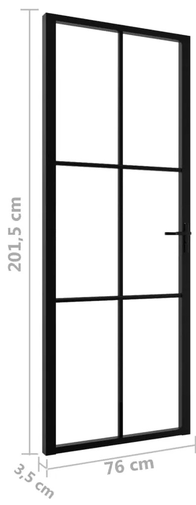 vidaXL Πόρτα Εσωτερική Μαύρη 76 x 201,5 εκ. από Γυαλί ESG / Αλουμίνιο