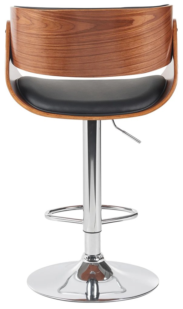 Σκαμπό Bar ArteLibre VORIAN Μαύρο/Καφέ Ξύλο/PU/Αλουμίνιο 52x55x87-108cm