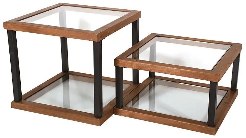 Σετ 2 Τραπεζάκια Σαλονιού 51x51x46 &amp; 51x51x30 εκ. 51x51x46 εκ.