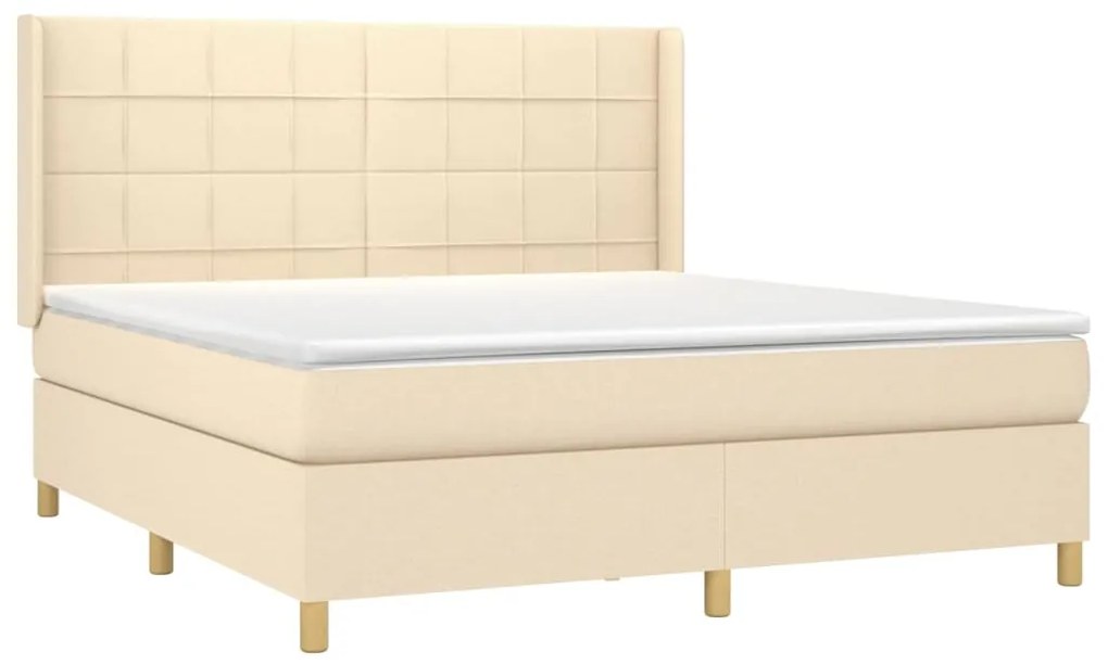 vidaXL Κρεβάτι Boxspring με Στρώμα Κρεμ 160x200 εκ. Υφασμάτινο