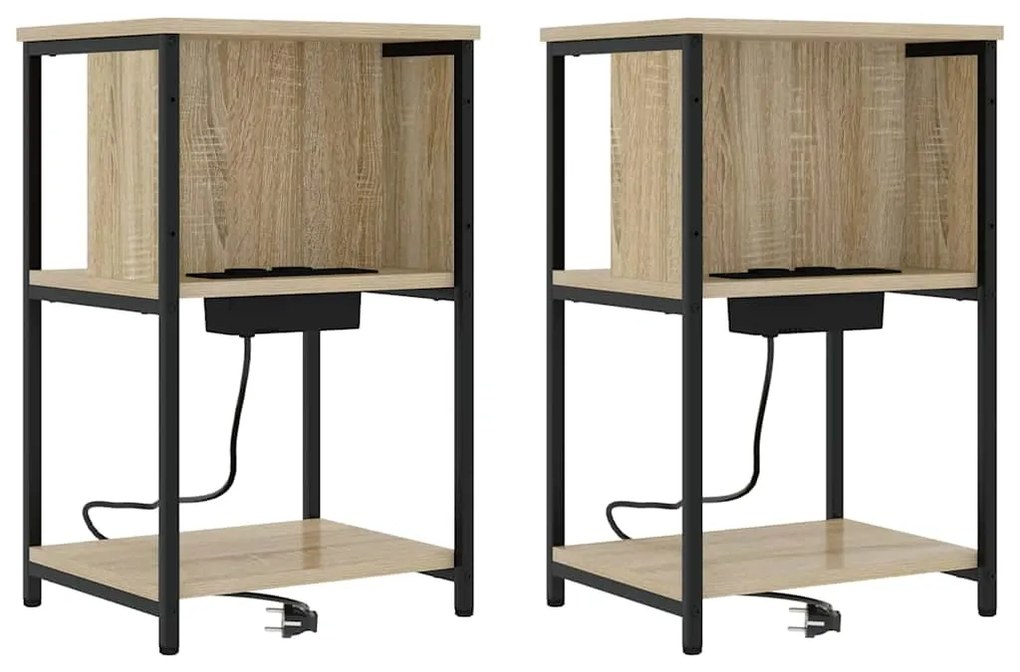 vidaXL Κομοδίνο 2 pcs Sonoma Δρυς 38 x 31 x 61 εκ Επεξεργασμένο ξύλο