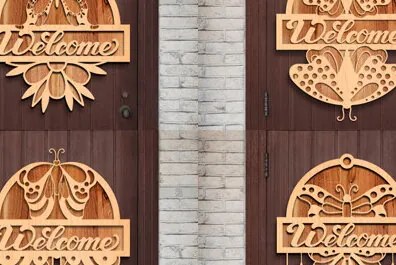 Intra απο ξύλο plywood 3mm-4mm πάχος Butterfly Welcome Sign Set Δίασταση 30x20 cm INTRAFABR-76426042