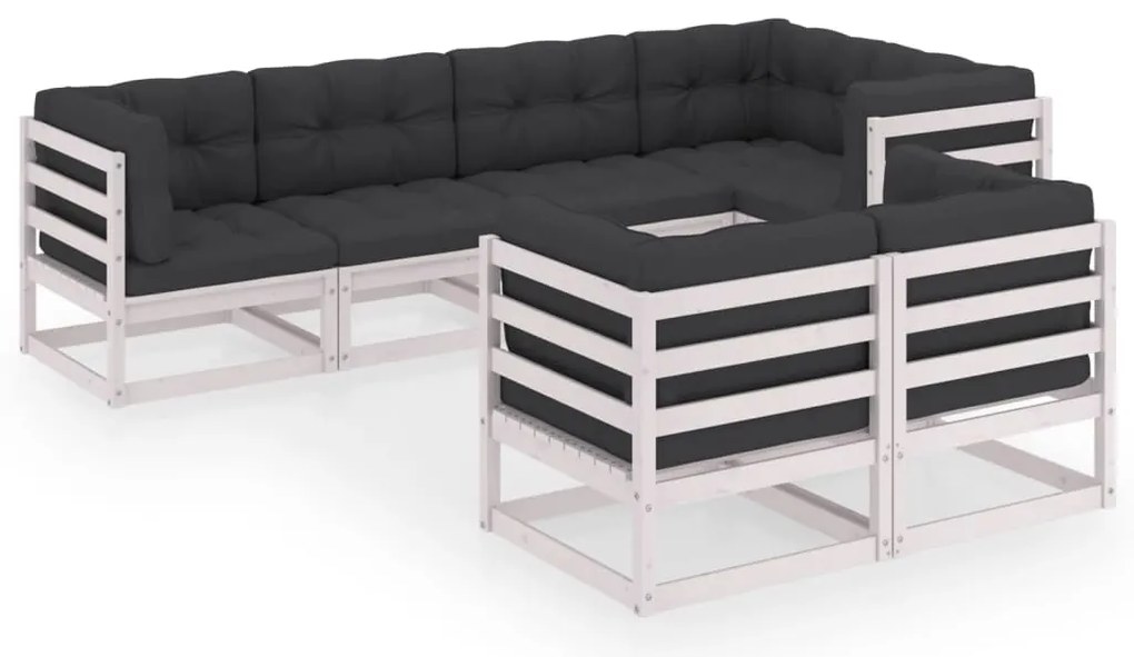 vidaXL Σαλόνι Κήπου Σετ 7 Τεμαχίων από Μασίφ Ξύλο Πεύκου με Μαξιλάρια