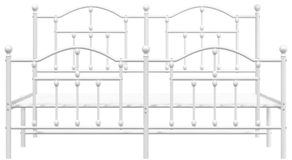 vidaXL Πλαίσιο Κρεβατιού με Κεφαλάρι&Ποδαρικό Λευκό 160x200εκ. Μέταλλο