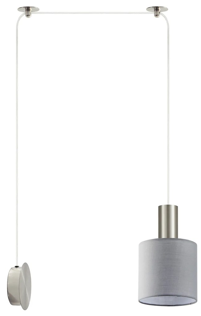 Φωτιστικό Τοίχου - Απλίκα SE21-NM-4-NM1W-SH2 ADEPT TUBE Nickel Matt Wall Lamp Gray Fabric Shade+ - 77-8797 - 51W - 100W - 77-8797