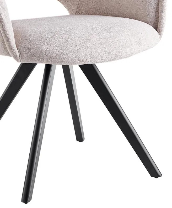 Καρέκλα - Πολυθρόνα Soreyia περιστρεφόμενη μπεζ ύφασμα-πόδι μαύρο μέταλλο 63x59x83εκ 63x59x83 εκ.