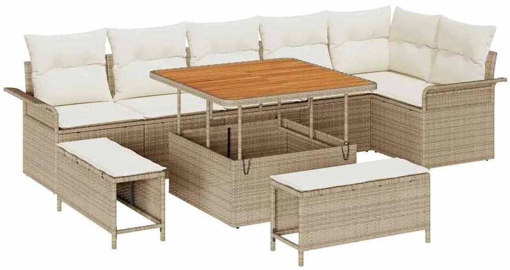 vidaXL Σετ Καναπέ Κήπου 9 pcs Μπεζ, Κρέμα 100 x 100 x 71 cm