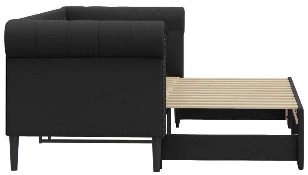 vidaXL Καναπές Κρεβάτι Συρόμενος Μαύρος 90x200 εκ. από Συνθετικό Δέρμα