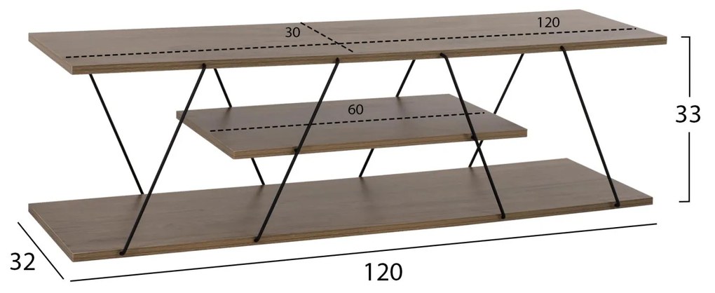 ΕΠΙΠΛΟ ΤΗΛΕΟΡΑΣΗΣ  TARS ΜΕΛΑΜΙΝΗ OLIVE GREY 120x32x33Yεκ.