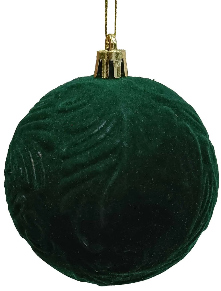 Χριστουγεννιάτικη Πράσινη Μπάλα με Σχέδιο Velvet 8cm 238350a