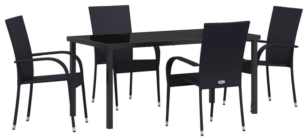 vidaXL Set κηπουρικής τραπεζαρίας 5 τεμαχίων – Μαύρο πολυ-ρατάν