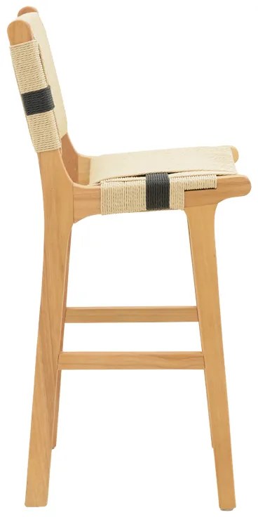 Σκαμπό μπαρ Julien pakoworld rubberwood φυσικό-έδρα φυσικό-μαύρο σχοινί 45x46x95εκ