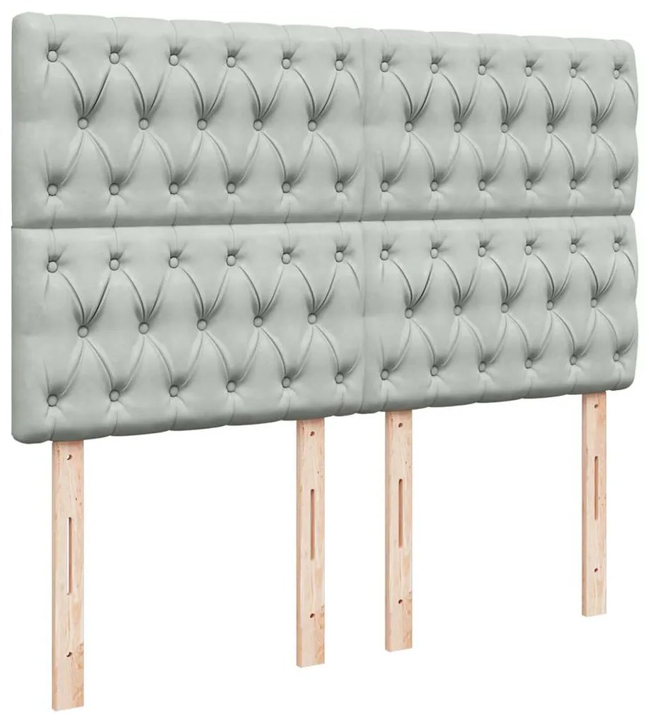 vidaXL Κρεβάτι Boxspring με Στρώμα Ανοιχτό Γκρι 140x190 εκ. Βελούδινο