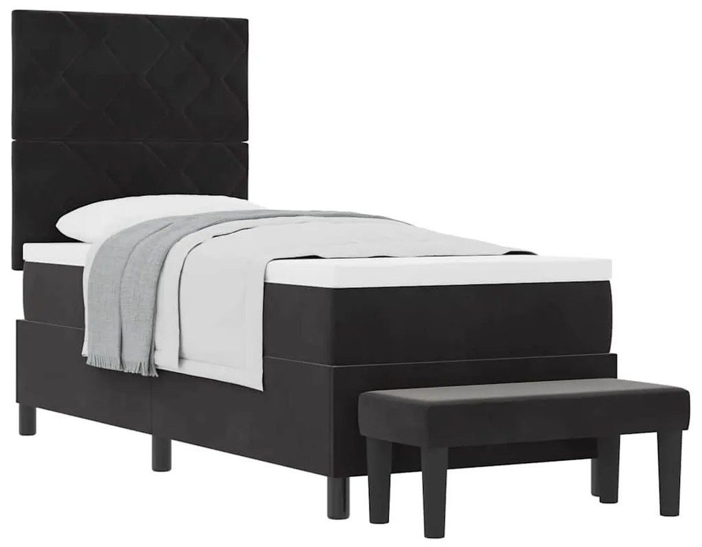 vidaXL Κρεβάτι με ελατήρια με στρώμα Μαύρο 80 x 200 cm Βελούδο