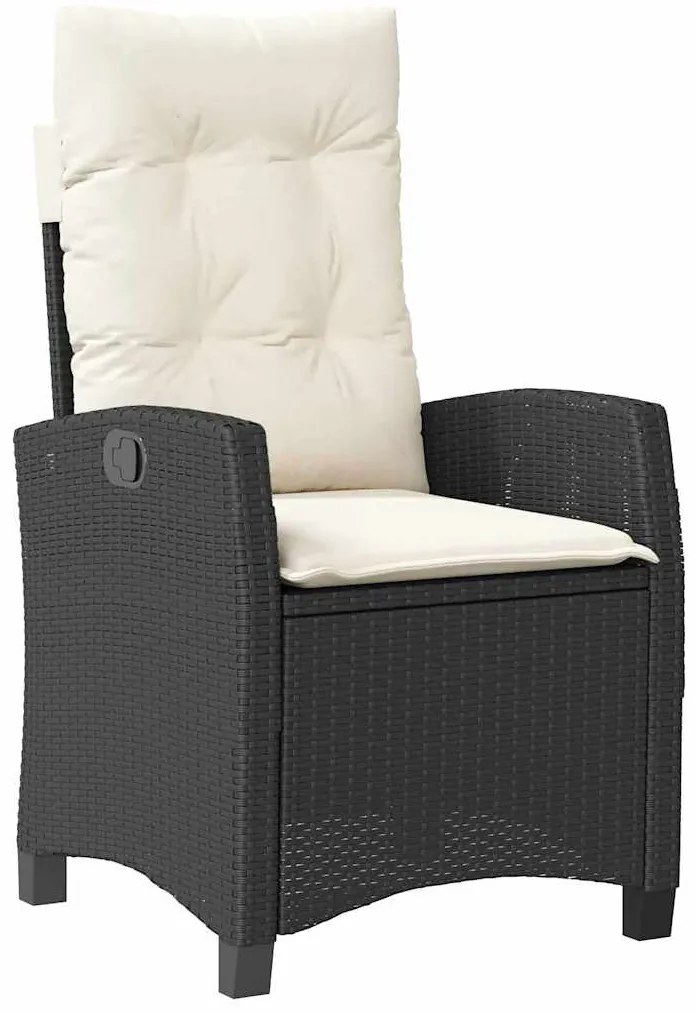 vidaXL Σέτ φαγητού για κήπο με μαξιλάρι 5 pcs Μαύρο συνθετικό ρατάν