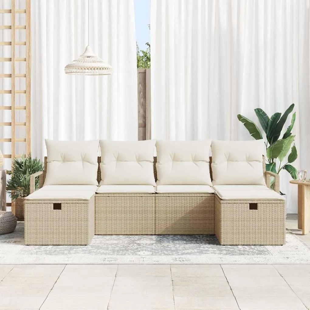 vidaXL Σετ Καναπέ Κήπου 6 pcs μπεζ και κρεμ 230 x 117 x 85 εκ.