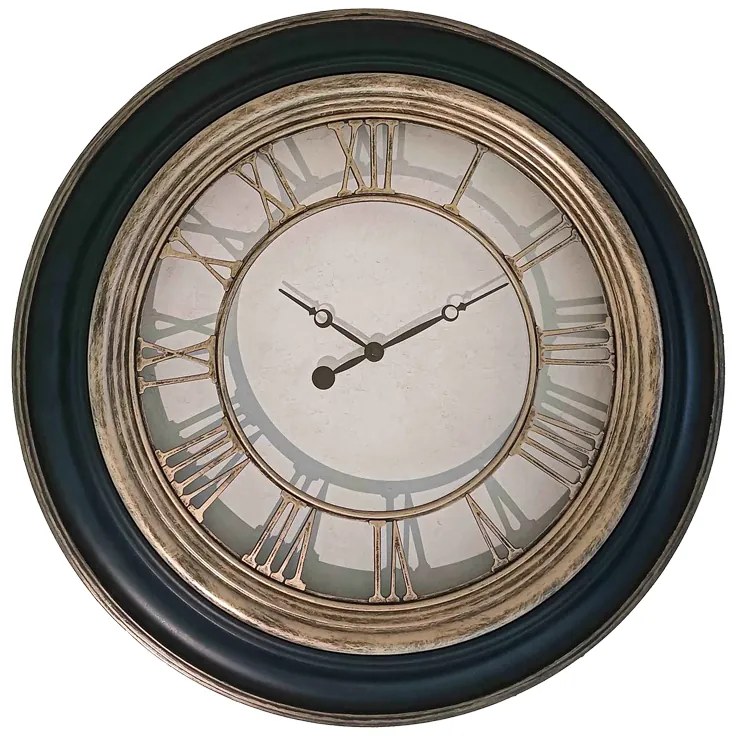 Ρολόι τοίχου Nopla Inart σε μάυρη αντικέ και χρυσή απόχρωση Φ60.2x5.6εκ