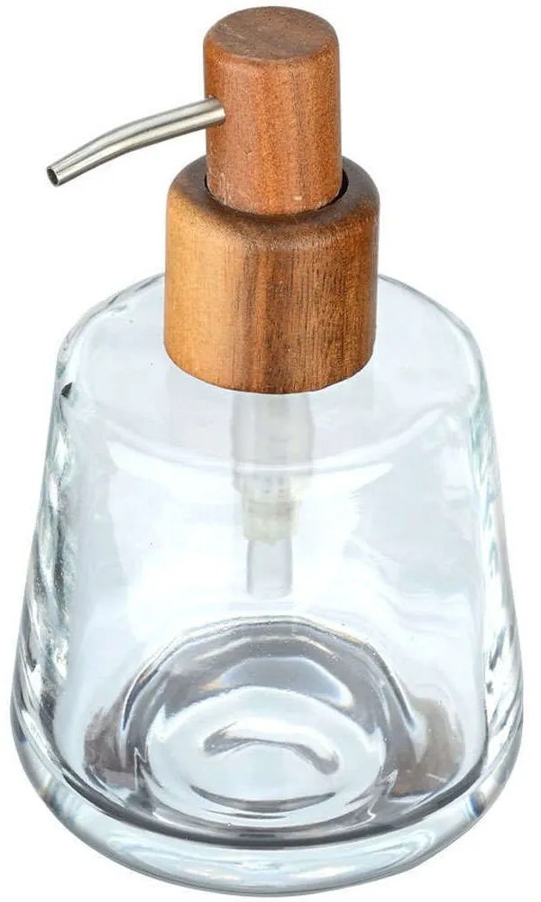 Δοχείο Κρεμοσάπουνου Acacia 02-18160 10x10x10,5cm 320ml Natural-Clear Estia Wood, Glass