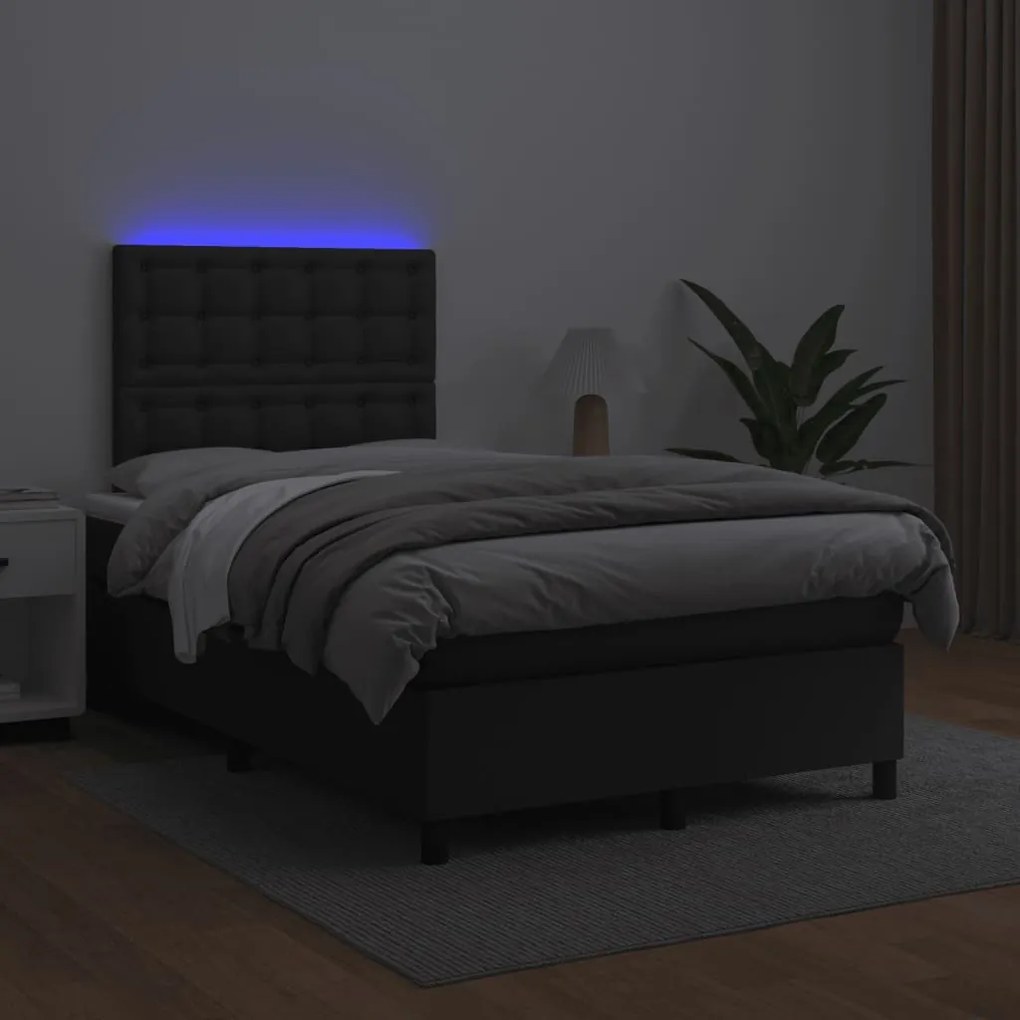 ΚΡΕΒΑΤΙ BOXSPRING ΜΕ ΣΤΡΩΜΑ ΜΑΥΡΟ&amp;LED 120X190ΕΚ.ΣΥΝΘΕΤΙΚΟ ΔΕΡΜΑ 3270293