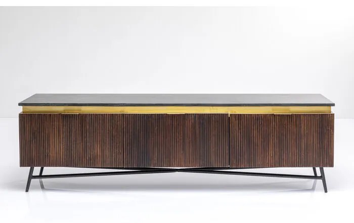 Έπιπλο TV Catalina Μασίφ Ξύλο Καφέ 170x40x50εκ - Μαύρο