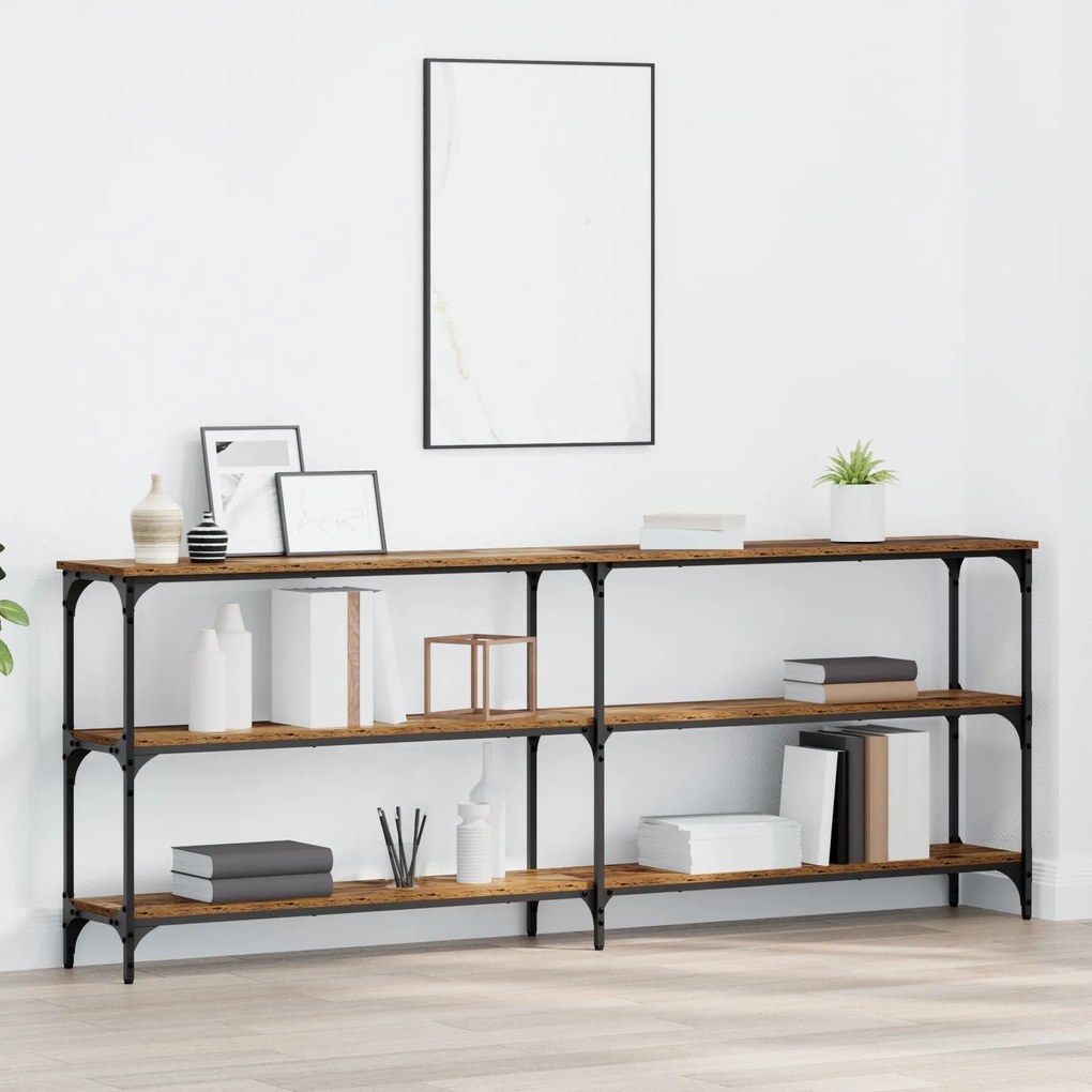 vidaXL Τραπέζι Κονσόλας Παλαιό Ξύλο 200x29x75 εκ. Μηχανικά Ξύλα