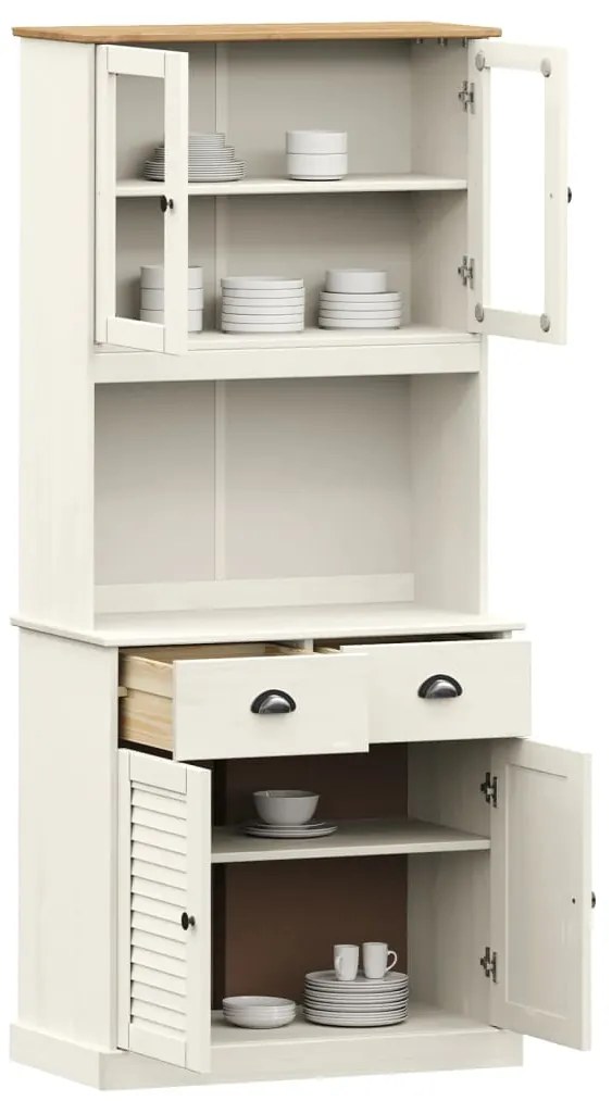vidaXL Βιτρίνα VIGO Λευκή 78 x 40 x 175 εκ. από Μασίφ Ξύλο Πεύκου