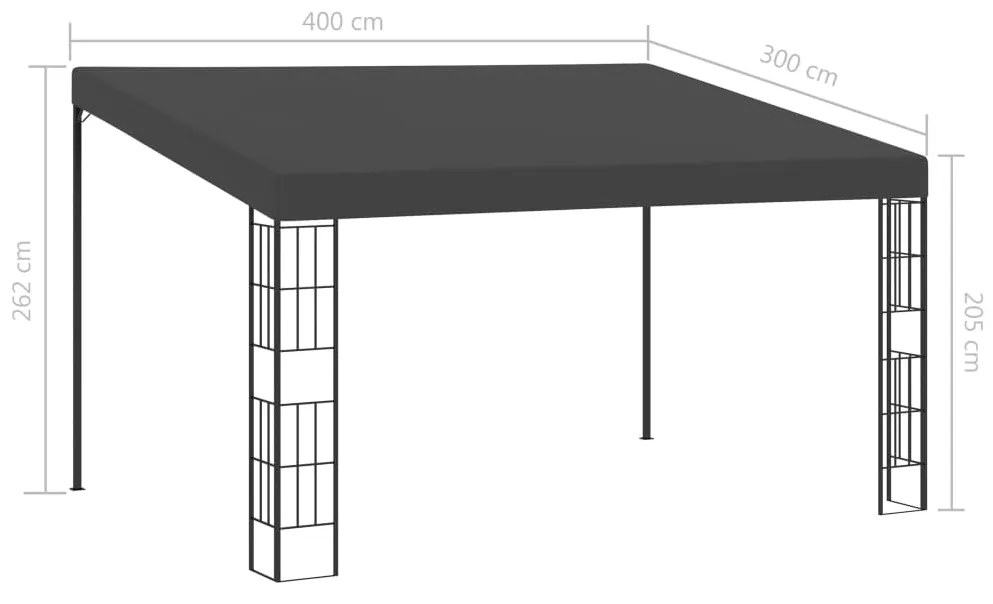 vidaXL Κιόσκι Επιτοίχιο Ανθρακί 3 x 4 μ. Υφασμάτινο