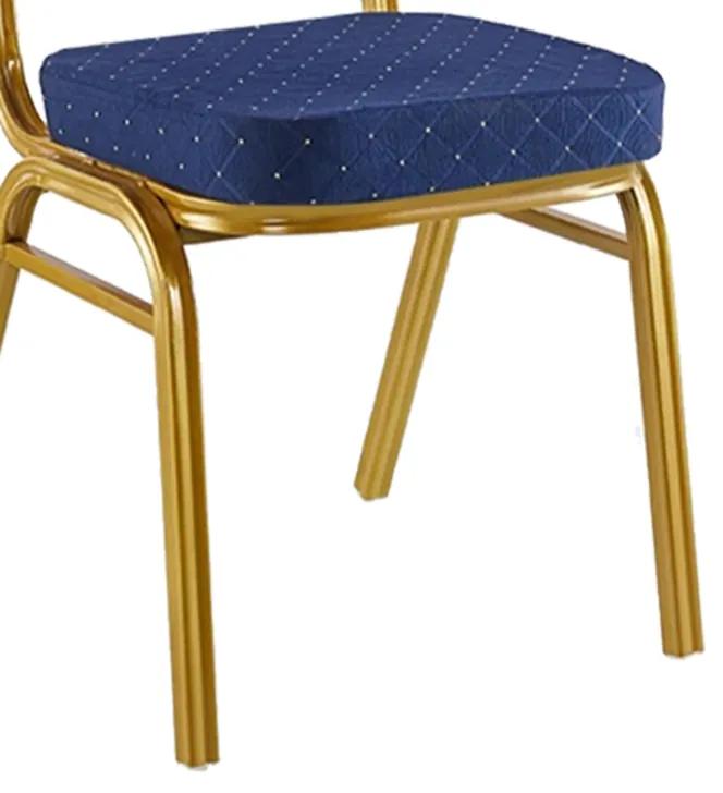 Καρέκλα συνεδρίου Hilton pakoworld στοιβαζόμενη ύφασμα μπλε-μέταλλο χρυσό 40x42x92εκ
