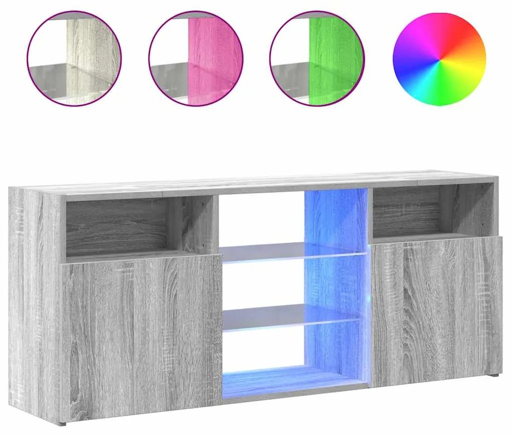 vidaXL Έπιπλο Τηλεόρασης με LED Γκρι Sonoma 120 x 30 x 50 εκ.