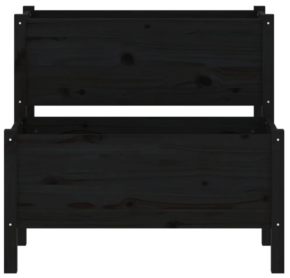 Ζαρντινιέρα Μαύρη 84,5x84x75 εκ. από Μασίφ Ξύλο Πεύκου - Μαύρο