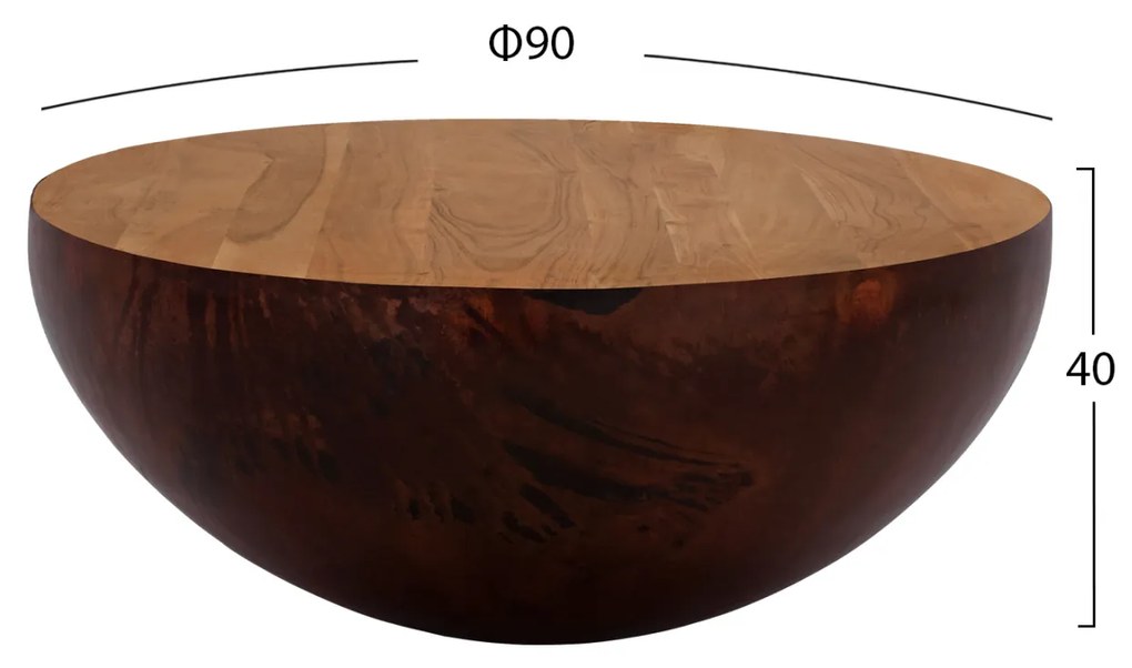 ΔΙΑΚΟΣΜΗΤΙΚΟ ΤΡΑΠΕΖΙ ΣΑΛΟΝΙΟΥ BOWL Φ90X40Yεκ. RUSTY ΜΕ ΞΥΛΟ ΑΚΑΚΙΑΣ HM8717.02 - 0532752 - HM8717.02