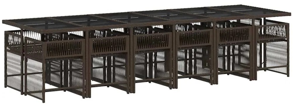 vidaXL Σετ Τραπεζαρίας Κήπου 13 τεμ. Καφέ από Συνθ. Ρατάν με Μαξιλάρια