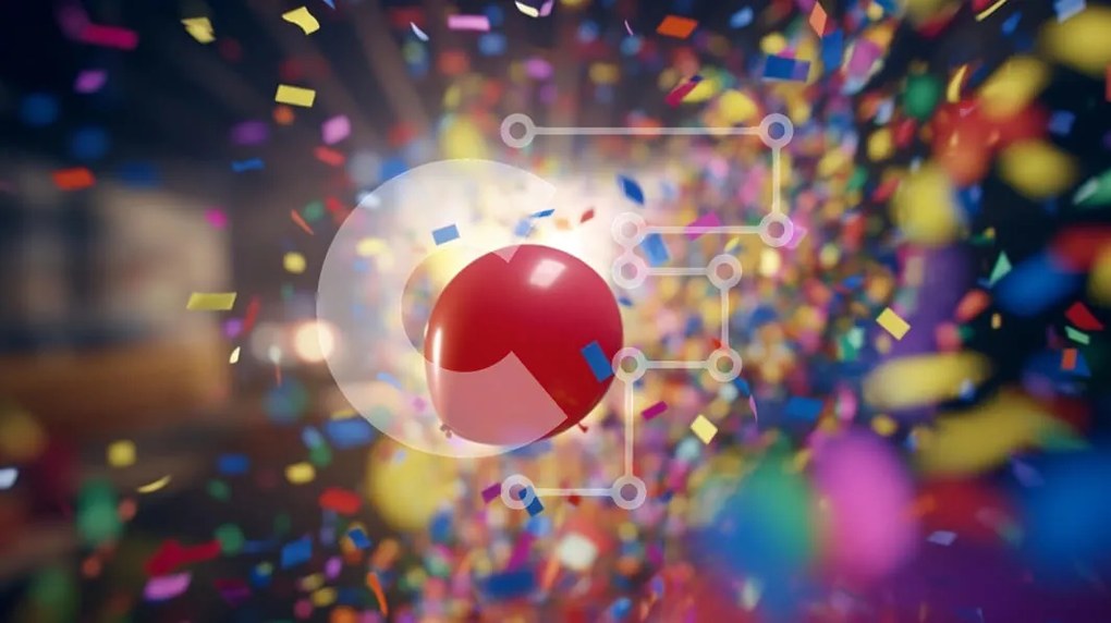 Intra Συλλεκτικό Ξύλινο Παζλ Plywood 4mm - Εορταστική γιορτή με κόκκινο μπαλόνι και κομφετί Σε Ξύλινο Κουτί - Διαστάσεις: 10x10 cm – 25 κομμάτια