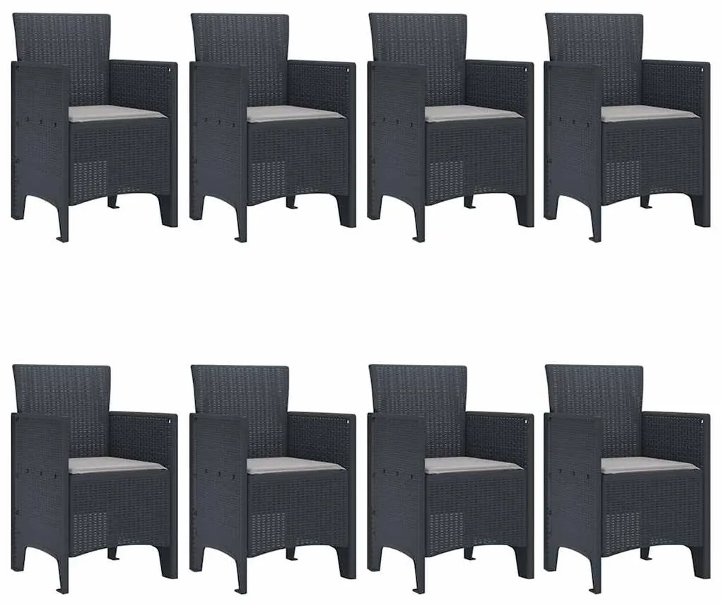 vidaXL Σέτ φαγητού για κήπο 9 pcs Ανθρακί Rattan Polt