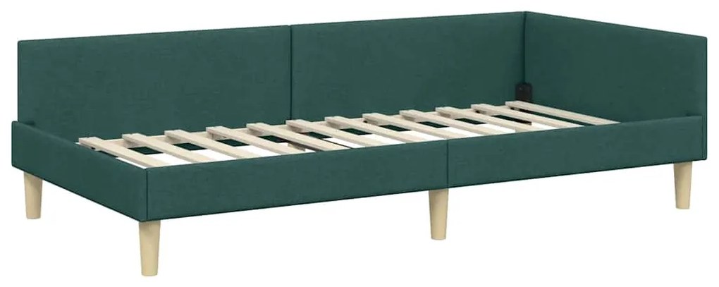 vidaXL Κρεβάτι Γωνίας με κεφαλάρι Σκούρο Πράσινο 80 x 200 cm ύφασμα